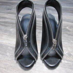 Alexander Wang Black Leather Zipper Heels